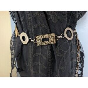 Vintage Mixed Metal Chain Belt; 80s Belt